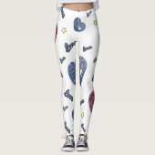 Leggings blanco con corazones de azul jeans (Voorkant)