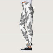 Leggings blancos con hojas de plantas color gris (Links)