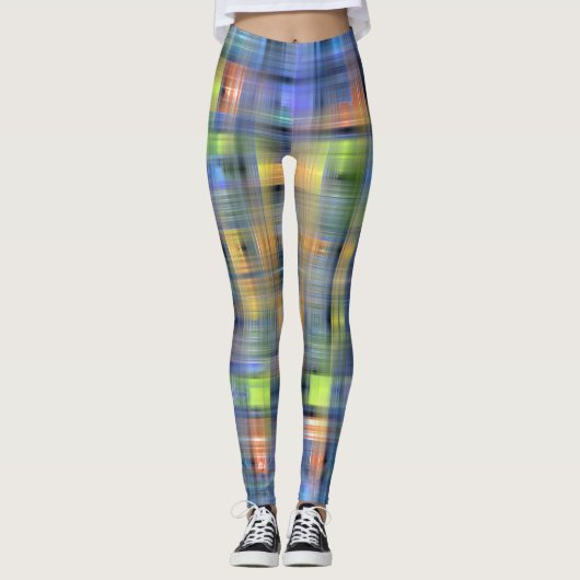 LEGGINGS - Blauw abstract ontwerp (Voorkant)