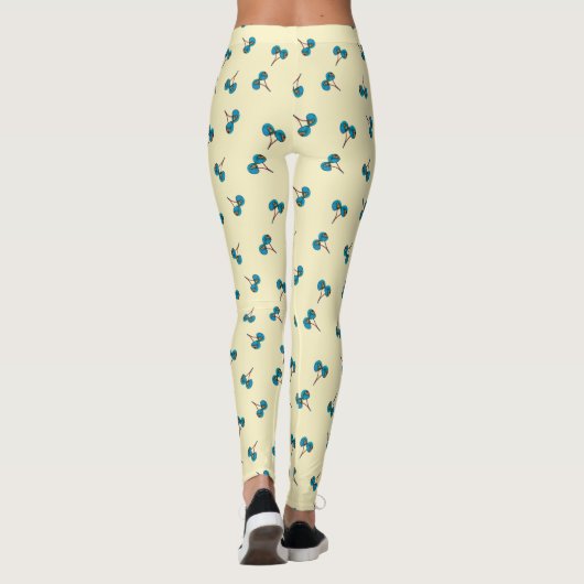 Leggings blauw Cherry Pattern (Achterkant)