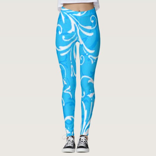 Leggings blauw draaipatroon (Voorkant)