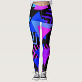 Leggings blauw driehoekspatroon (Voorkant)