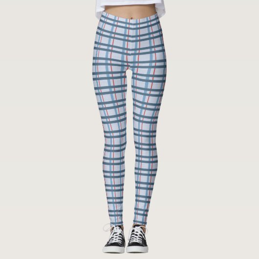 Leggings Blauw en Rood Patroon (Voorkant)