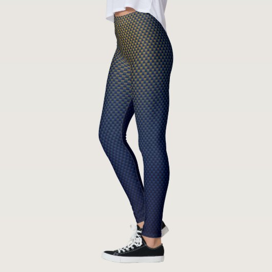 Leggings blauw geel zwart koolstofvezelpatroon (Links)
