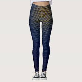 Leggings blauw geel zwart koolstofvezelpatroon