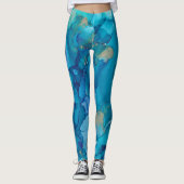 Leggings blauw/gouden inktontwerp (Voorkant)