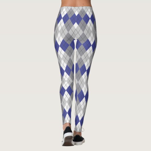 Leggings blauw grijs argyle-patroon (Achterkant)