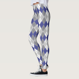 Leggings blauw grijs argyle-patroon