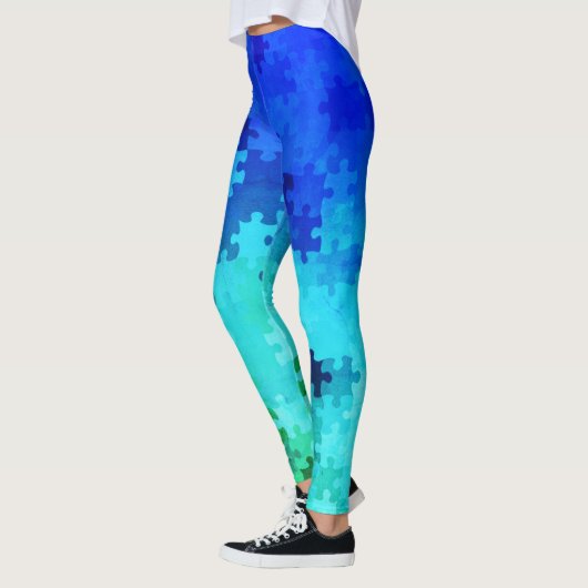 Leggings blauw-groene verloopdoekjes (Links)