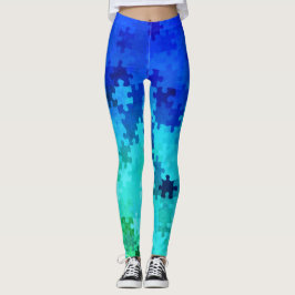 Leggings blauw-groene verloopdoekjes