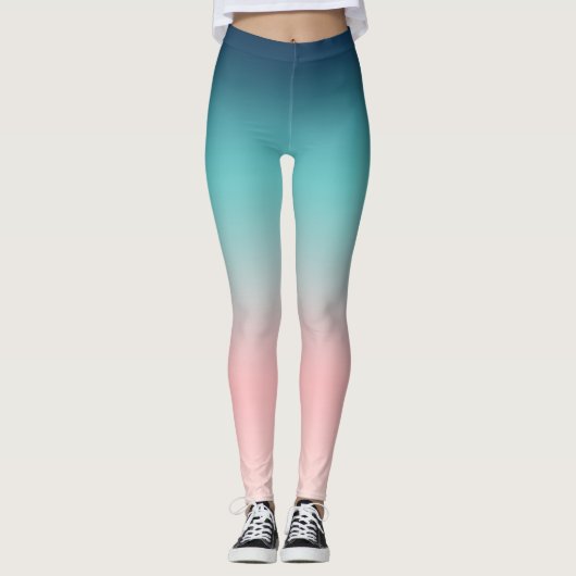 Leggings Blauw naar roze Sunset Ombre (Voorkant)