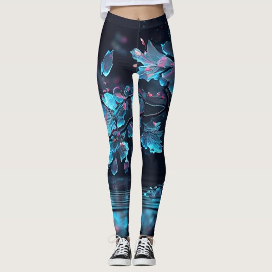 leggings blauwe bloemen (Voorkant)