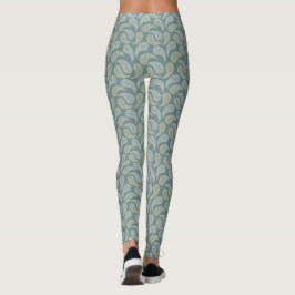 Leggings blauwgroen-Cream Paisley Pattern