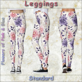 LEGGINGS - Bloemen van roze & blauw