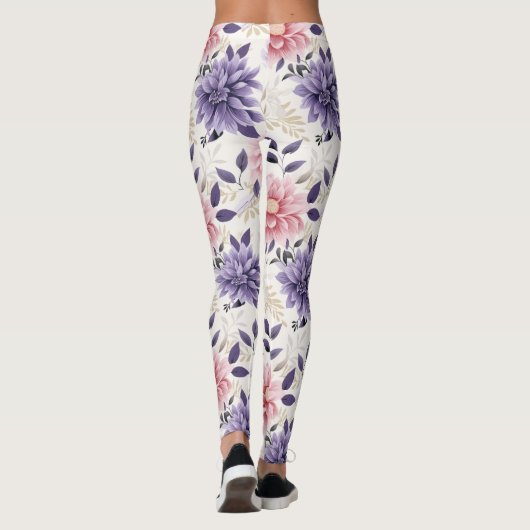 LEGGINGS - Bloemen van roze & blauw (Achterkant)
