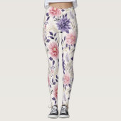 LEGGINGS - Bloemen van roze & blauw (Voorkant)