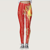 Leggings BLOEMSTREPEN PAPAVERS, ROOD GESTREEPT (Voorkant)