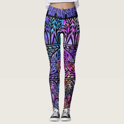 Leggings  Boho Blues Glas in lood Pattern (Voorkant)