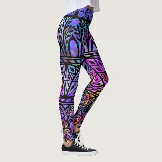 Leggings  Boho Blues Glas in lood Pattern (Rechts)