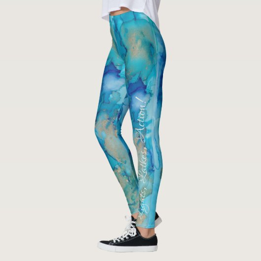 Leggings Chanoeka Blauw, Gouden Ontwerp (Links)
