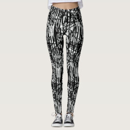 Leggings Chic Black White Grunge Pattern