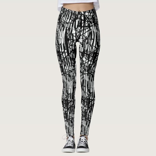 Leggings Chic Black White Grunge Pattern (Voorkant)