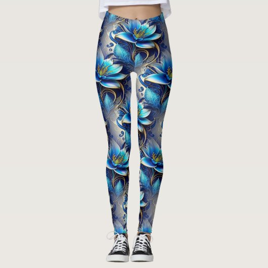 Leggings de yoga Mardi Gras Femme Fleur de lys (Voorkant)