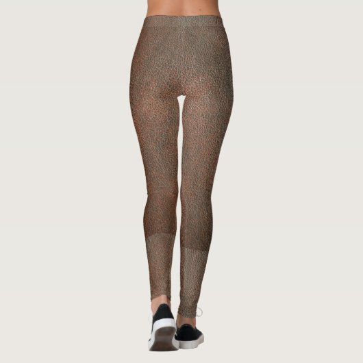 Leggings die er leder uitzien, bruin. (Achterkant)