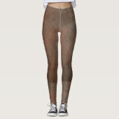 Leggings die er leder uitzien, bruin. (Voorkant)