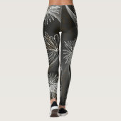 Leggings Donker met Big White Flowers & Swirls (Achterkant)