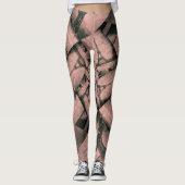 Leggings Eiffeltowerpatroon boven Roze (Voorkant)