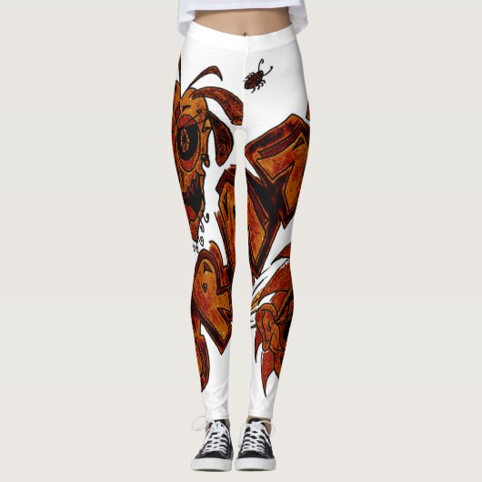Leggings Exclusief ontwerp. Oranje bruin Crazy (Voorkant)