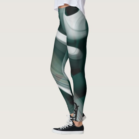 Leggings Fitness Abstracte Kunst Groene Smaragd (Links)