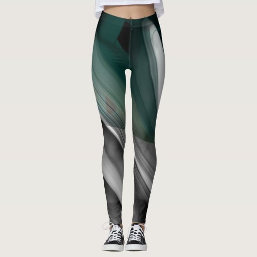 Leggings Fitness Abstracte Kunst Groene Smaragd (Voorkant)
