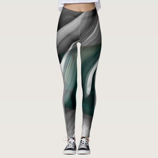 Leggings Fitness Abstracte Kunst Groene Smaragd (Voorkant)