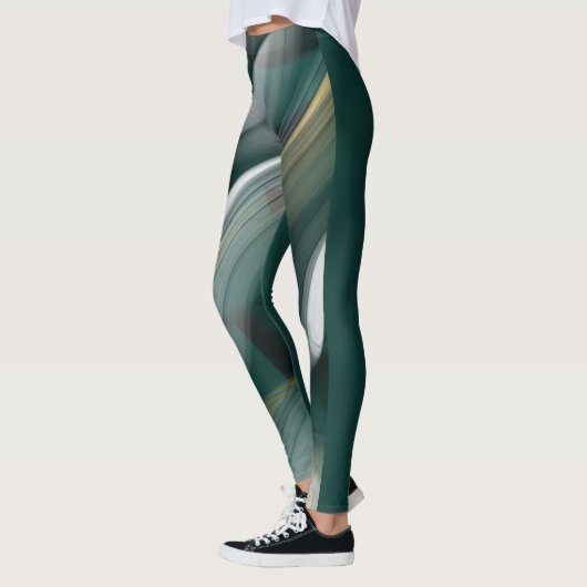 Leggings Fitness Abstracte Kunst Groene Smaragd (Links)