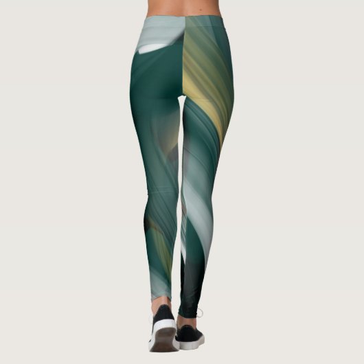 Leggings Fitness Abstracte Kunst Groene Smaragd (Achterkant)