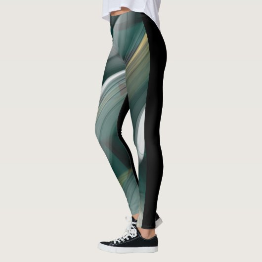 Leggings Fitness Abstracte Kunst Groene Smaragd (Links)