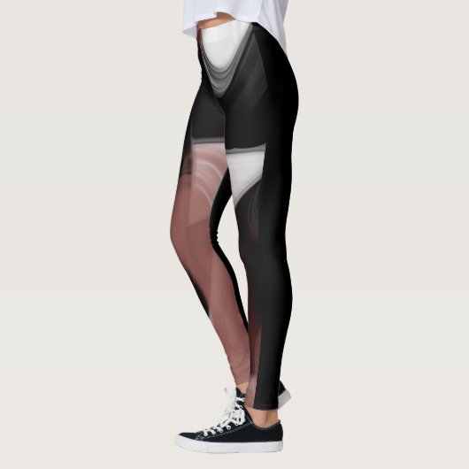 Leggings Fitness Abstracte Kunst Zwart Poederachti (Links)