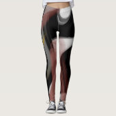 Leggings Fitness Abstracte Kunst Zwart Poederachti (Voorkant)