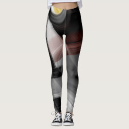 Leggings Fitness Abstracte Kunst Zwart Poederachti