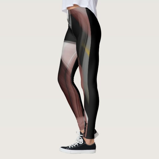 Leggings Fitness Abstracte Kunst Zwart Poederachti (Links)