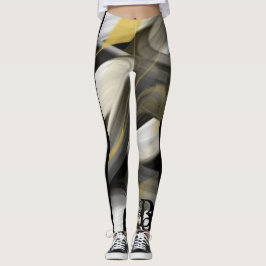 Leggings Fitness Abstracte Kunst Zwart Wit Goud