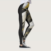 Leggings Fitness Abstracte Kunst Zwart Wit Goud (Rechts)