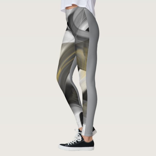 Leggings Fitness Abstracte Kunst Zwart Wit Goud (Links)