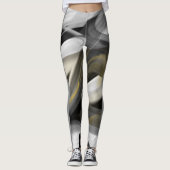 Leggings Fitness Abstracte Kunst Zwart Wit Goud (Voorkant)