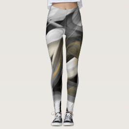 Leggings Fitness Abstracte Kunst Zwart Wit Goud