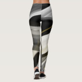 Leggings Fitness Abstracte Kunst Zwart Wit Goud (Achterkant)