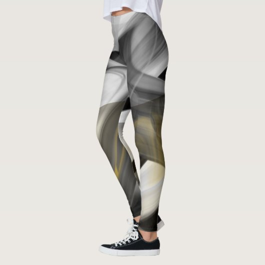 Leggings Fitness Abstracte Kunst Zwart Wit Goud (Links)