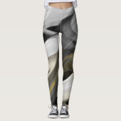 Leggings Fitness Abstracte Kunst Zwart Wit Goud (Voorkant)